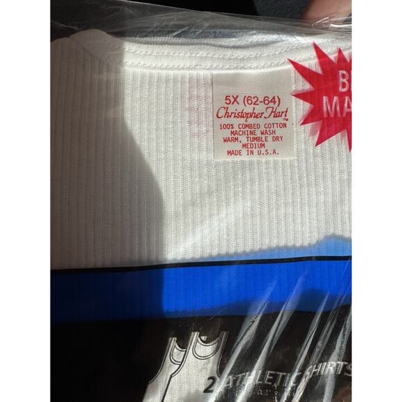 Christopher Hart Tank Top A-shirts White 2 Pack Big and Tall Men's 5X Undershirt - Picture 4 of 6
